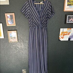 Sienna Sky Blue and White Dolman Sleeve Jumpsuit